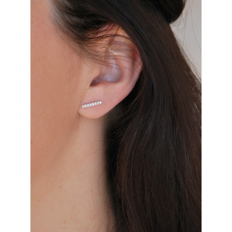 Boucles d'oreilles femme anneau argent 925 et zircons