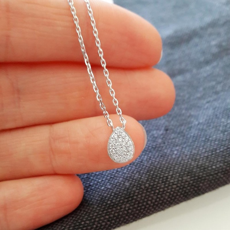 Collier argent goutte zirconium