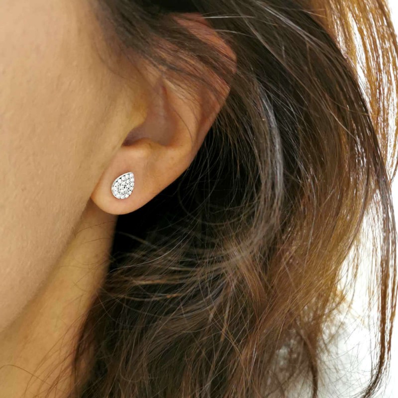 Boucles d'oreilles en argent rhodié et oxydes zirconium, coeur