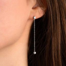Boucles d'oreilles pendantes en Argent 925 rhodié et oxyde de zirconium  Ref. 43442
